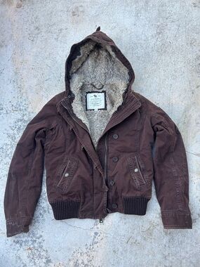 vintage abercrombie and fitch fur lined jacket